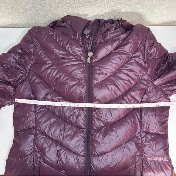 Calvin Klein Packable Lightweight Down Purple Puffer Long Hooded Jacket Winter - Picture 11 of 14